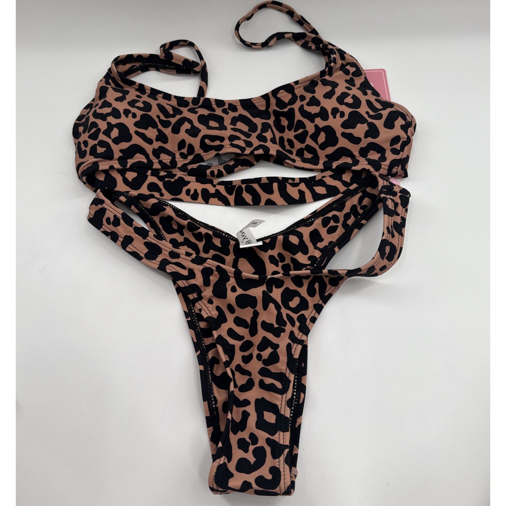 Byoauo Bikini WomenCutout Top High Cut Cheeky Bottoms Bathing Swim Suit Small